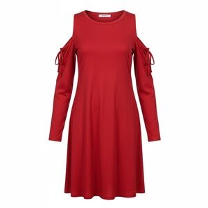 Emerald Scarlet Cold Shoulder Long Sleeve Dress